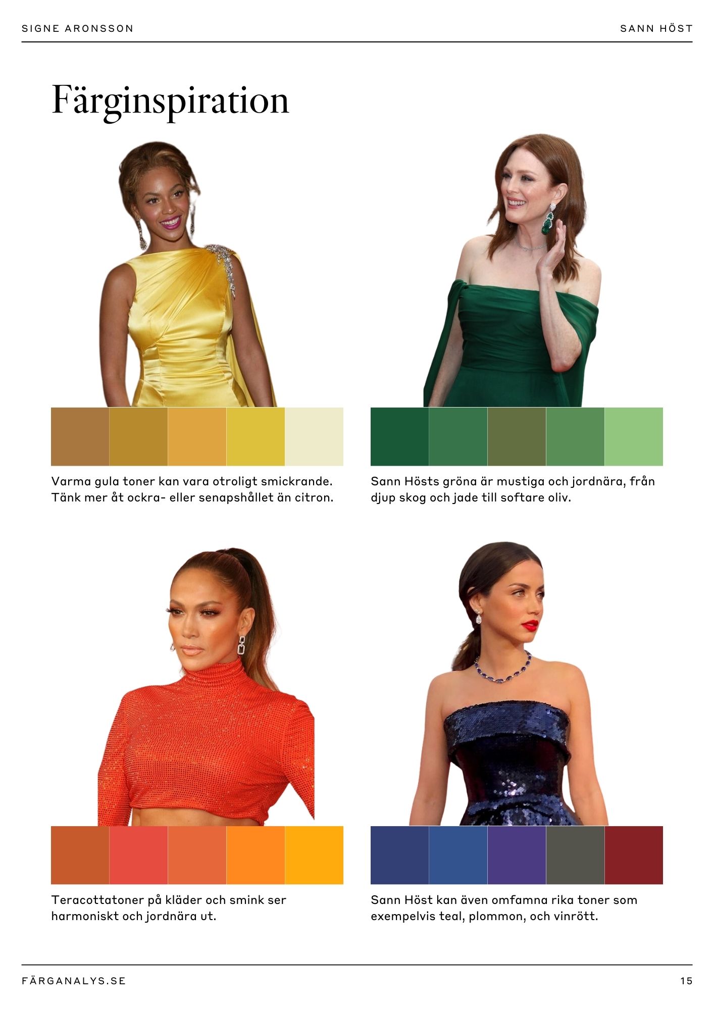 Eksempelside 4 fra fargeanalyserapport: Stylinginspirasjoner